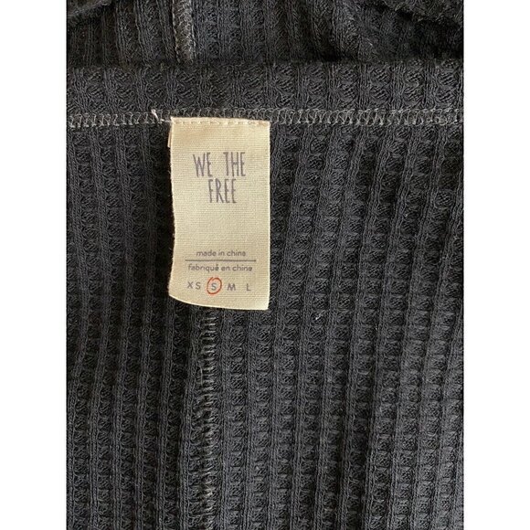 Free People Top Size S Women's Waffle Knit DAHLIA Black Long Bell Sleeves Blouse - Picture 3 of 10